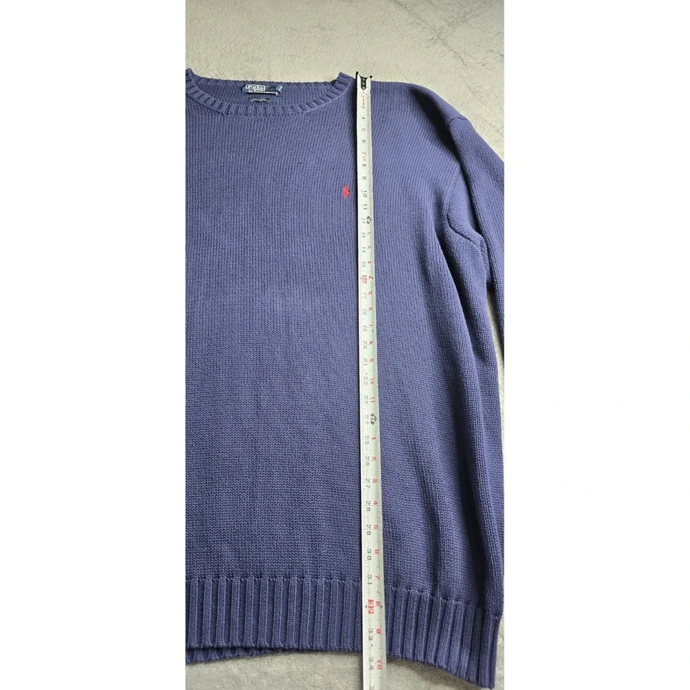 Vintage Polo Ralph Lauren Knit Sweater Mens 4XLT Navy Blue Red Pony Long Sleeve